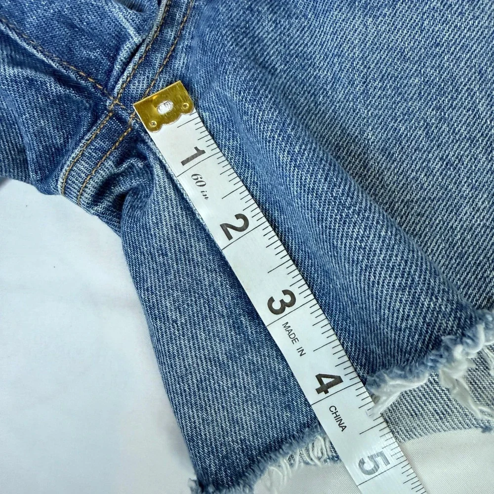 AGOLDE Parker Long Shorts 25 Light Wash Raw Hem Organic Cotton 4